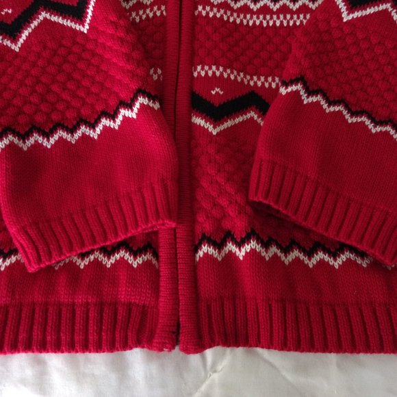 BRECKENRIDGE Sweater Cardigan Women's L Red Fair‎ Isle Full Zip Nordic Snowflake - Picture 9 of 14
